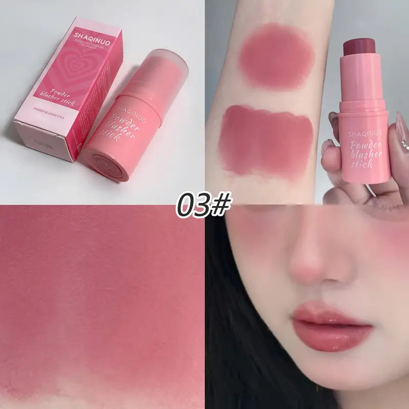 2-in-1 Matte Blush & Lipstick Stick - Waterproof, Brightens All Skin Tones, Berry Shades, Portable Pocket Size